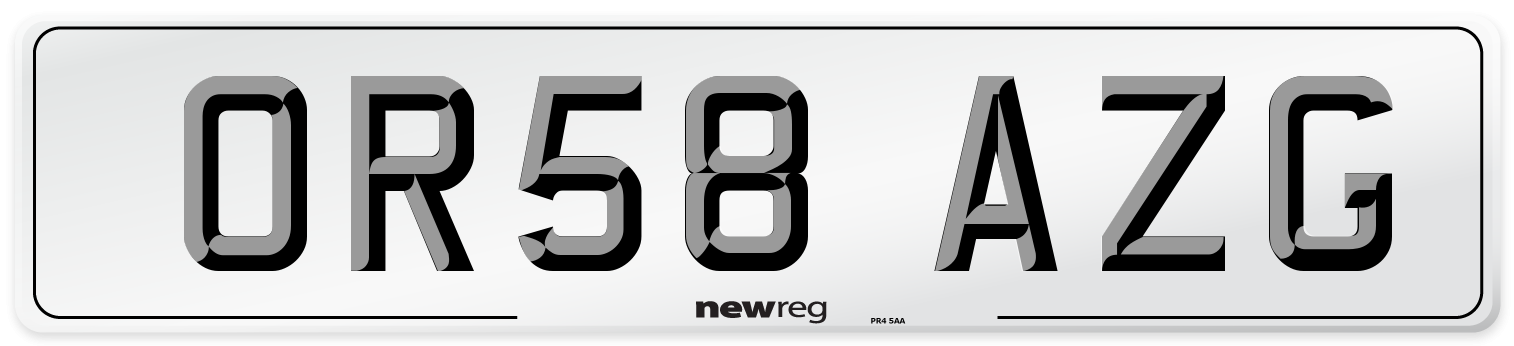 OR58 AZG Number Plate from New Reg